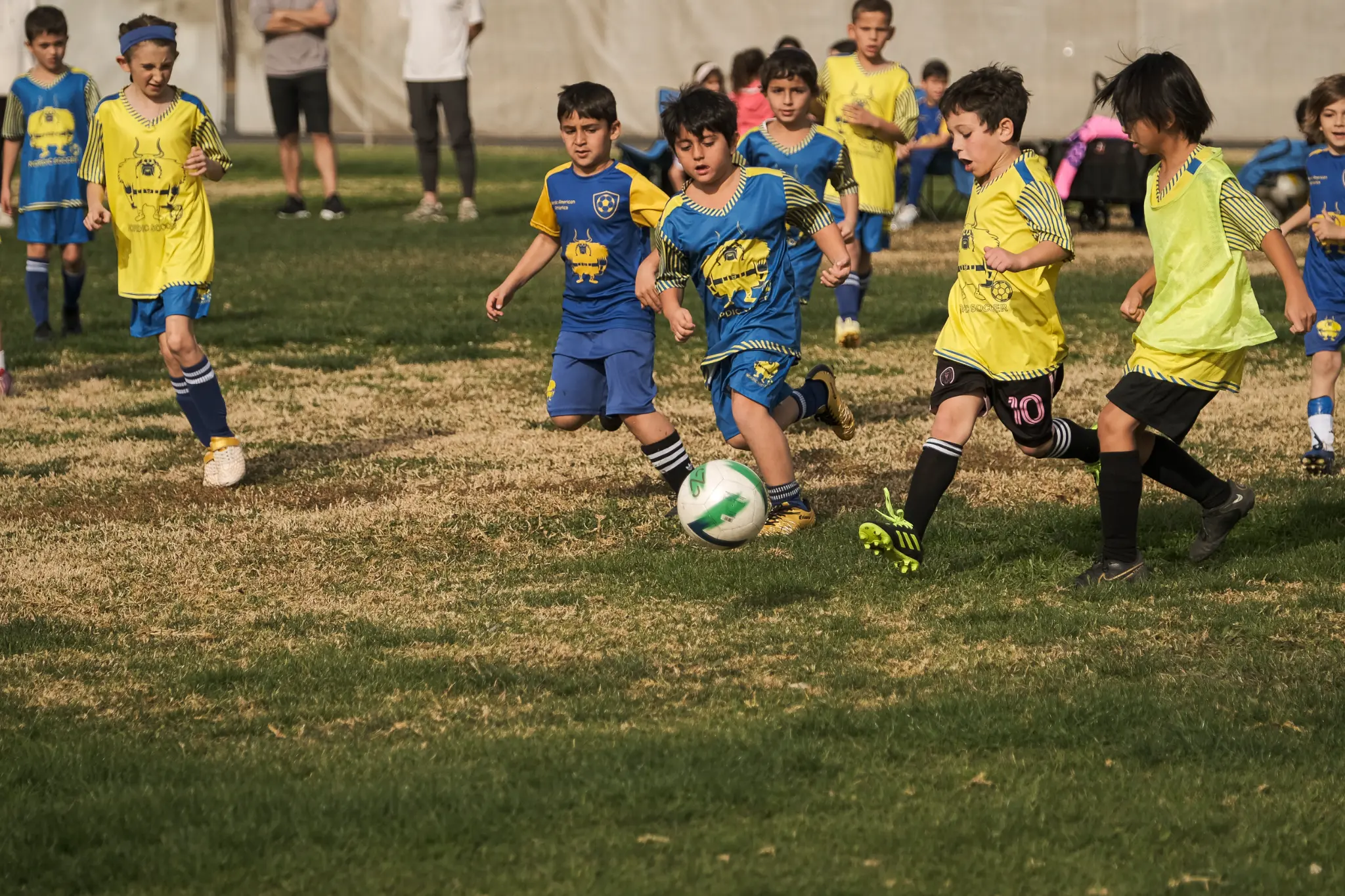 Nordic Soccer players running conditioning drills during practice at Los Angeles soccer facility